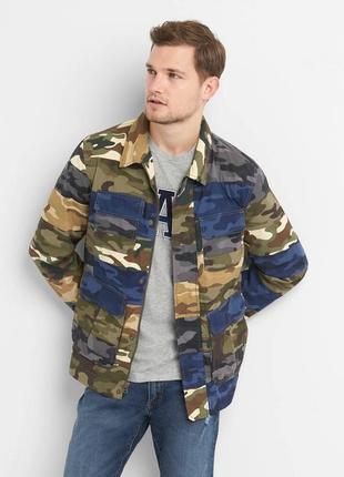 Куртка camo patchwork у стилі мілітарі з бавовняного попліну від gap1 фото