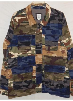 Куртка camo patchwork у стилі мілітарі з бавовняного попліну від gap2 фото