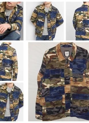 Куртка camo patchwork у стилі мілітарі з бавовняного попліну від gap6 фото
