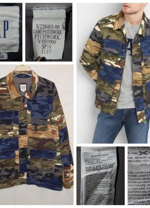 Куртка camo patchwork у стилі мілітарі з бавовняного попліну від gap7 фото