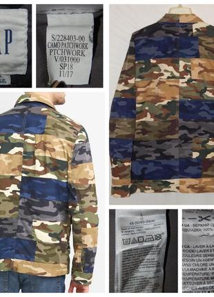 Куртка camo patchwork у стилі мілітарі з бавовняного попліну від gap4 фото