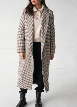 Стильне осіннє пальто на синтепоні 100, довге пальто з кишенями на осінь демісезон9 фото