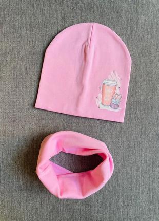 Трикотажний комплект шапка+хомут для дівчинки від 6 років 53 54 56
