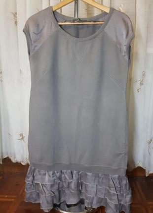 Sandro ferrone трикотажное платье с рюшами из шелка туника италия