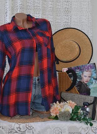 38/м стильная натуральная хлопковая рубашка в клетку house