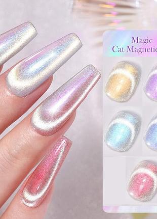 Кришталевий гель лак котяче око для нігтів манікюру база топ праймер фрезер лампа