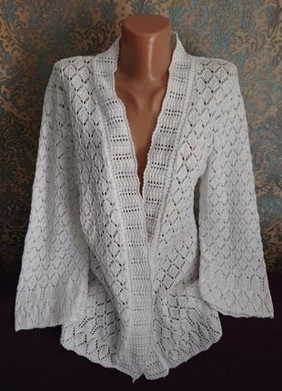 Женская белая блуза накидка р.46/48/50 кардиган блузка2 фото