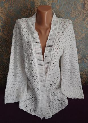 Женская белая блуза накидка р.46/48/50 кардиган блузка4 фото
