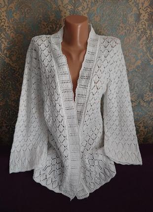 Женская белая блуза накидка р.46/48/50 кардиган блузка6 фото