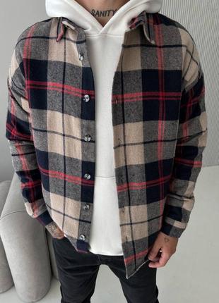 Теплая мужская рубашка на байке / качественные рубашки утепленные на осень - зиму