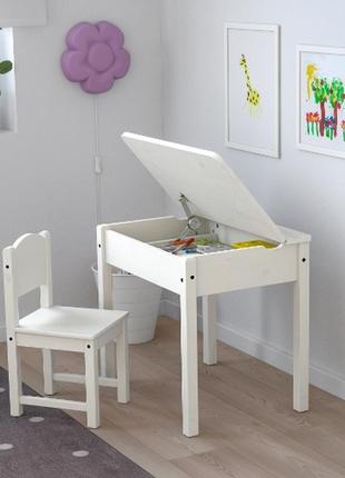 Икеа: детский стол/парта sundvik с подъемным механизмом и хранилищем внизу1 фото