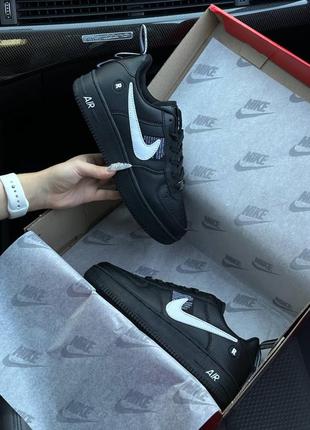 ✅женские кроссовки nike air force utility low black &amp; white8 фото