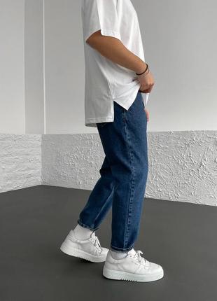 Чоловічі базові штани джинси mom із цупкого деніму у синьому кольорі4 фото