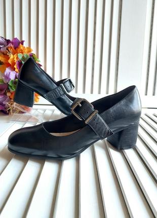 Чорні шкіряні туфельки мери джейн collection handmade.3 фото