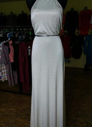 Платье вечернее в пол молочного цвета