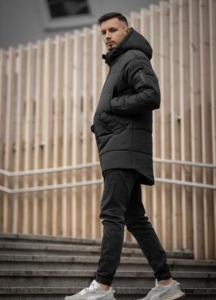 Тепла чоловіча парка чорна на зиму / повсякденні теплі куртки для чоловіків
