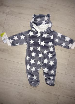 Новый плюшевый теплый слип человечек комбинезон