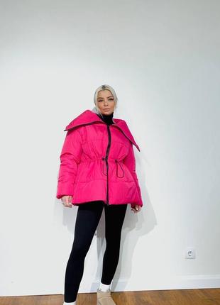 Жіноча куртка з великім коміром 4 кольори4 фото