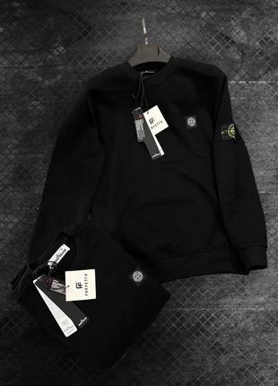 Кофта стон айленд черная с патчем / свитшоты stone island