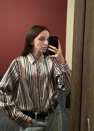 Атласная блуза рубашка винтажная1 фото