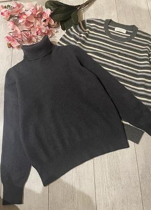 Кашемировый свитер с высоким горлом антрацитового цвета 💯% кашемир