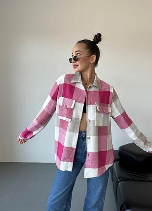 Тепла жіноча сорочка в клітинку (турецький кашемір)🍂❄️