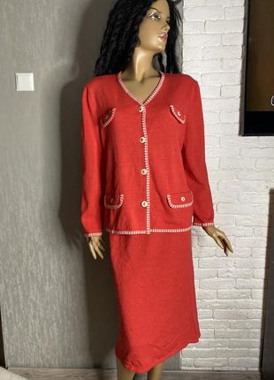 Винтажный костюм с юбкой в стиле шанель attitude, xxl
