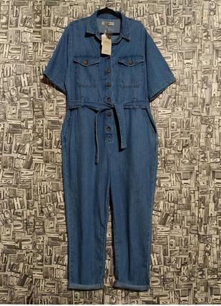 Новый джинсовый комбинезон с поясом, батал, denim co.