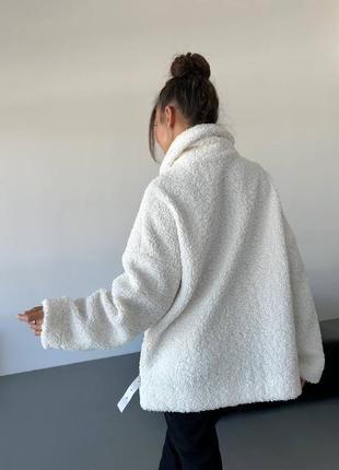Женская эко шуба шубка белая бежевая шерсть демисезонная осень зима наложка после платья тренд топ продаж5 фото