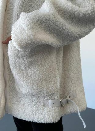 Женская эко шуба шубка белая бежевая шерсть демисезонная осень зима наложка после платья тренд топ продаж6 фото
