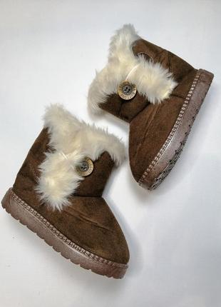 Угги сапоги детские зимние коричневые эко замш amazon размер 28