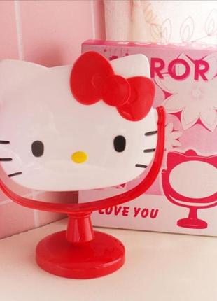 Детское настольное зеркало hello kitty красное