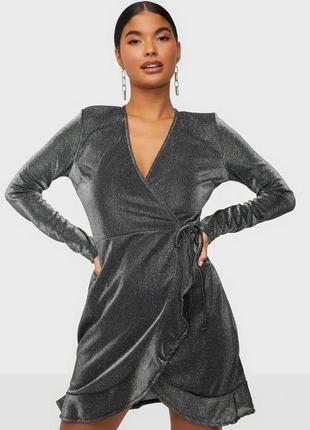 Платье трикотажное короткое блестящее с люрексом швеция размер xs/s