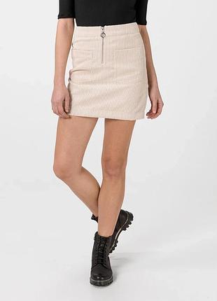 Спідниця коротка жіноча зимова вельветова бежева vero moda розмір м
