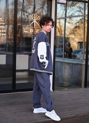 Костюм двійка трикотажний підлітковий на хлопчика бомбер та штани зріст 140-1584 фото