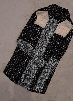 Нова з етикеткою сорочка в ситцевий принт довгий рукав розмір 6 topshop