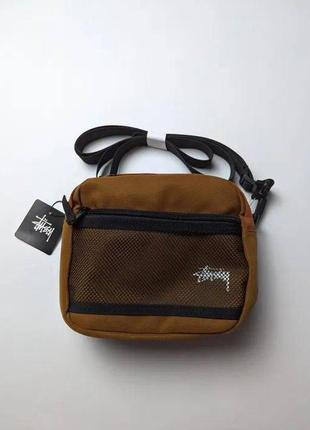 Сумка stussy коричнева, месенджер stussy, барсетка стусі, сумка через плече містка