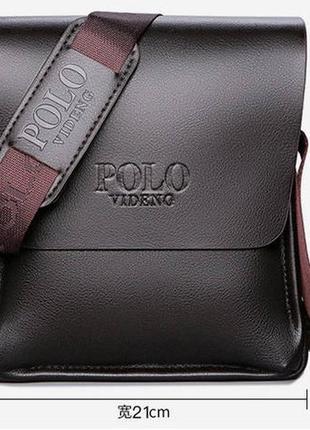 Сумка-планшет чоловіча polo екошкіра, чоловіча сумка через плече шкіряна барсетка планшетка поло8 фото