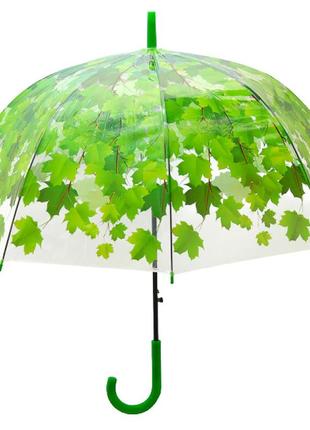 Зонтик трость детский цветной листочки зеленые арт. х2112