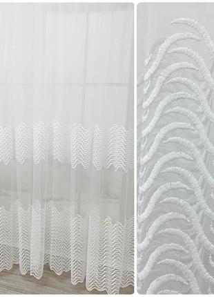 Тюль грек сітка. колір білий з вишитим візерунком