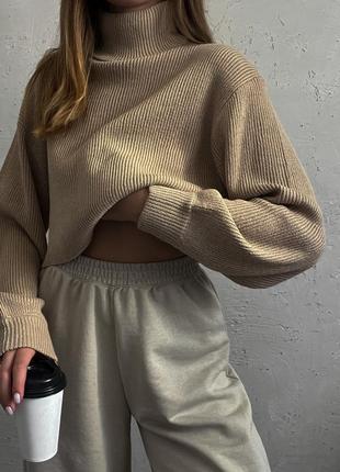 Укороченный свитер песочного цвета от h&amp;m