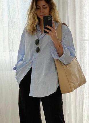 Рубашка в тонкую полоску свободного кроя