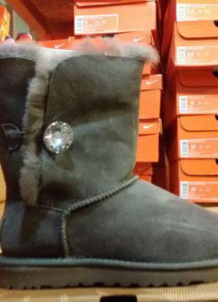 Женские угги ugg bailey button bling grey2 фото