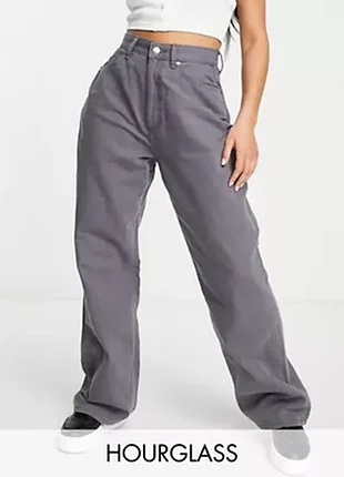 Широкие серые коттоновые брюки штаны
