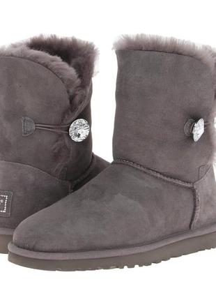 Женские угги ugg bailey button bling grey1 фото