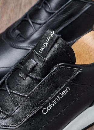 Мужские кожаные кроссовки calvin klein, молодіжні кросівки колір чорний7 фото