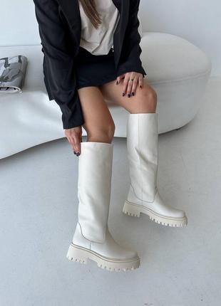 Сапоги беж натуральная кожа деми