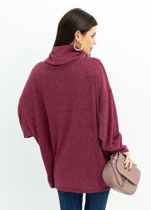 Бордовый ангоровый свитер с хомутом3 фото