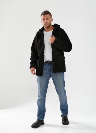 Чоловіча утепленна куртка з еко-хутра tailer (тканина big teddy)3 фото