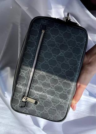 Сумка борсетка в стиле gucci alpha wearable wallet grey2 фото